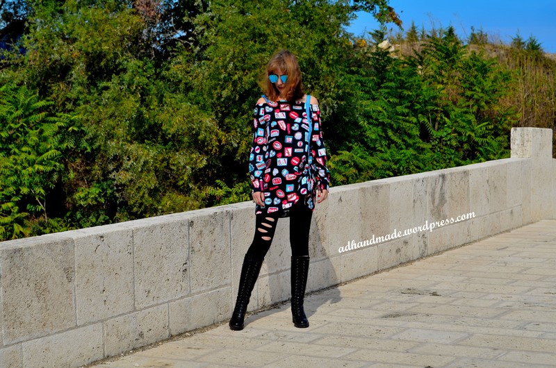 adhandmade-Grafiti Baskılı Tunik / Graffiti Print Tunic